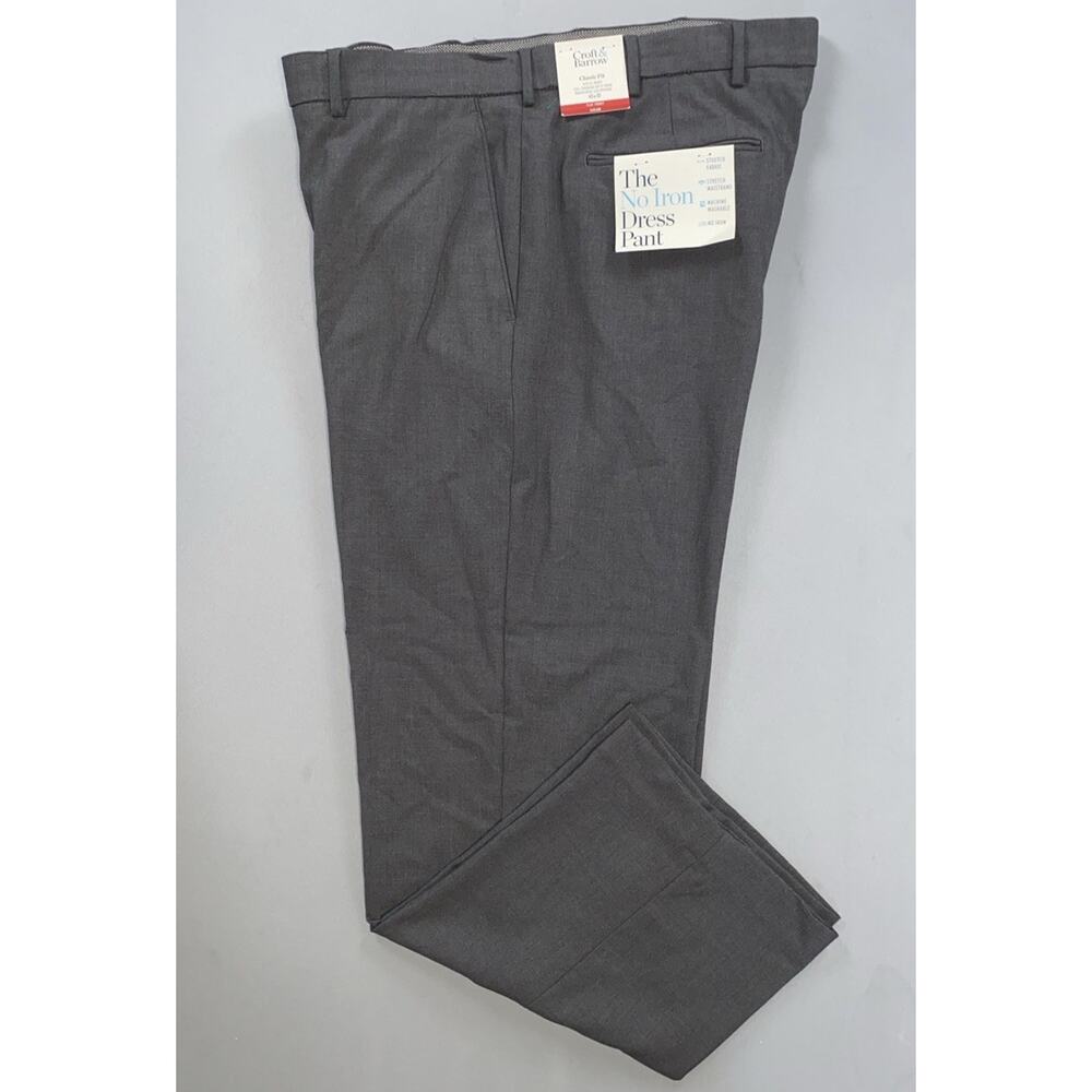 Croft & Barrow Classic Fit 'The No Iron Dress Pant'. Gray, Men's 40X30. NWT!